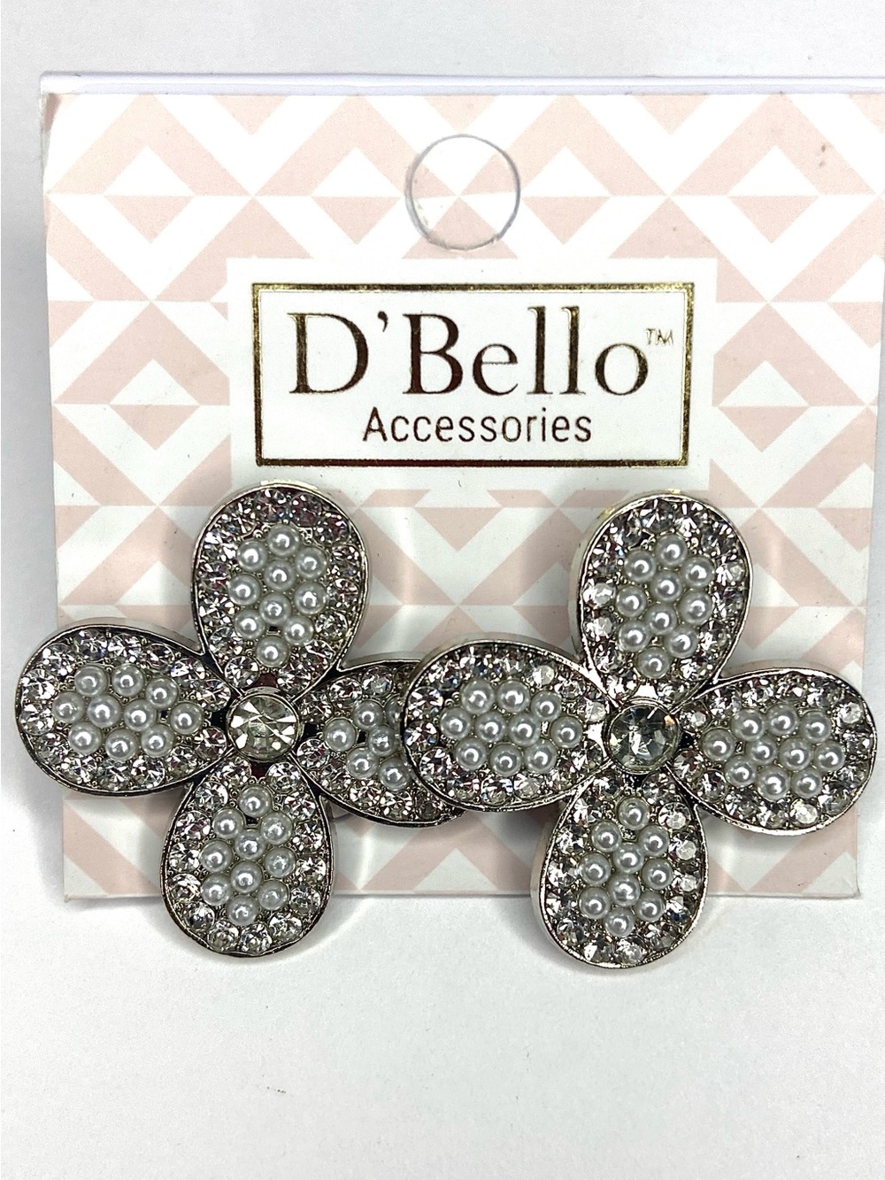 Silver & Pearl Flower Clip-On Earrings - White